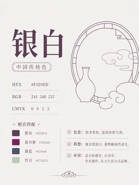 中国传统色 银白 #F1F0ED 色卡