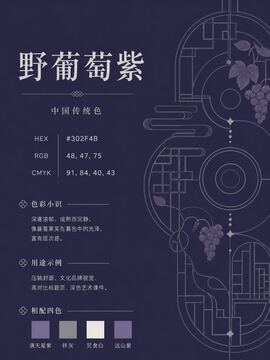 中国传统色 野葡萄紫 #302F4B 色卡