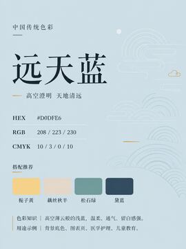中国传统色 远天蓝 #D0DFE6 色卡
