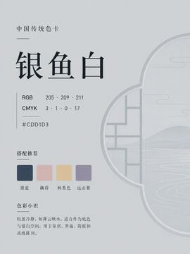 中国传统色 银鱼白 #CDD1D3 色卡