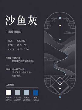 中国传统色 沙鱼灰 #35333C 色卡