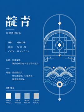 中国传统色 靛青 #1661AB 色卡