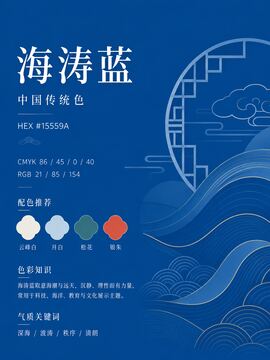 中国传统色 海涛蓝 #15559A 色卡