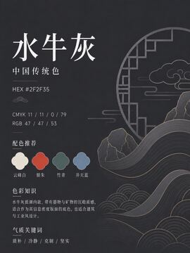 中国传统色 水牛灰 #2F2F35 色卡