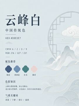 中国传统色 云峰白 #D8E3E7 色卡