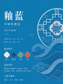 中国传统色 釉蓝 #1781B5 色卡