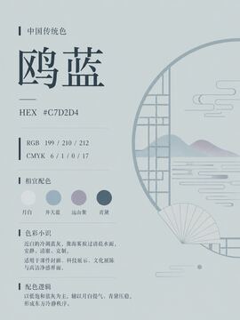 中国传统色 鸥蓝 #C7D2D4 色卡
