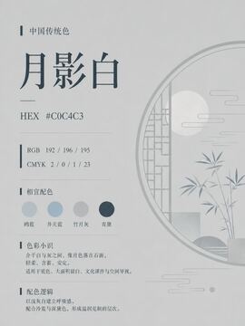中国传统色 月影白 #C0C4C3 色卡