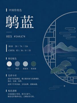 中国传统色 鷃蓝 #144A74 色卡