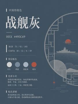 中国传统色 战舰灰 #495C69 色卡