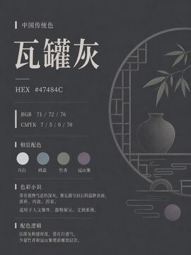 中国传统色 瓦罐灰 #47484C 色卡