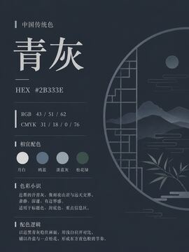 中国传统色 青灰 #2B333E 色卡