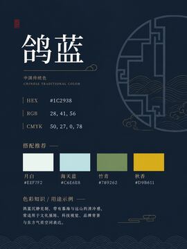 中国传统色 鸽蓝 #1C2938 色卡