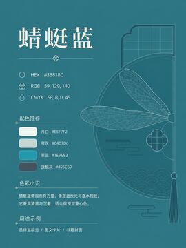 中国传统色 蜻蜓蓝 #3B818C 色卡