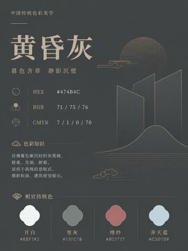 中国传统色 黄昏灰 #474B4C 色卡