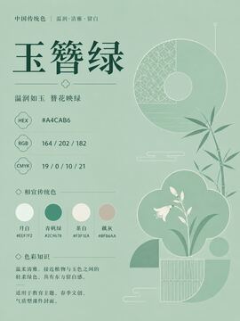 中国传统色 玉簪绿 #A4CAB6 色卡