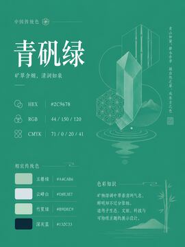 中国传统色 青矾绿 #2C9678 色卡