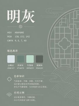 中国传统色 明灰 #8A988E 色卡