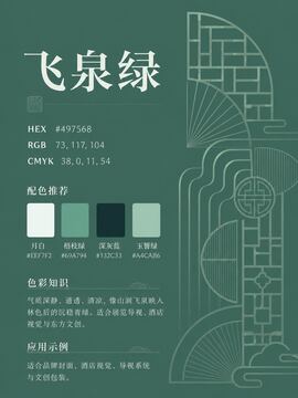 中国传统色 飞泉绿 #497568 色卡