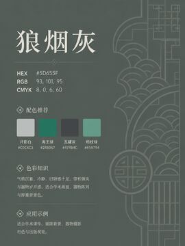 中国传统色 狼烟灰 #5D655F 色卡