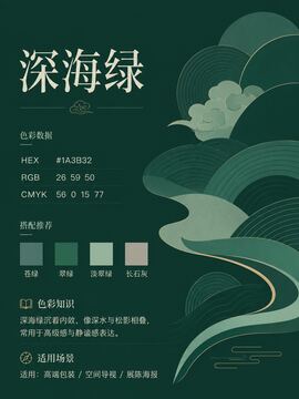 中国传统色 深海绿 #1A3B32 色卡