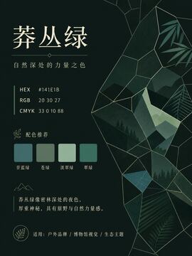 中国传统色 莽丛绿 #141E1B 色卡
