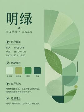 中国传统色 明绿 #9ECCAB 色卡