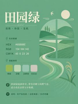 中国传统色 田园绿 #68B88E 色卡