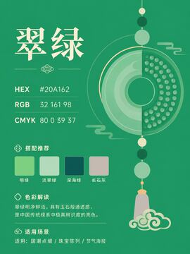 中国传统色 翠绿 #20A162 色卡