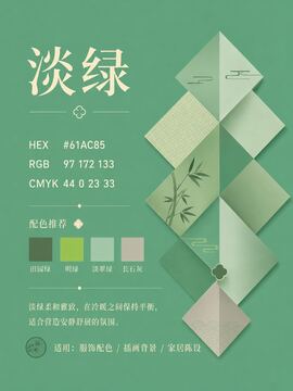 中国传统色 淡绿 #61AC85 色卡