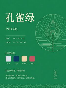 中国传统色 孔雀绿 #229453 色卡