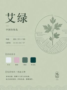 中国传统色 艾绿 #CAD3C3 色卡