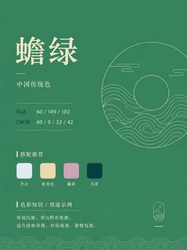 中国传统色 蟾绿 #3C9566 色卡