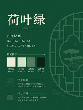 中国传统色 荷叶绿 #1A6840 色卡