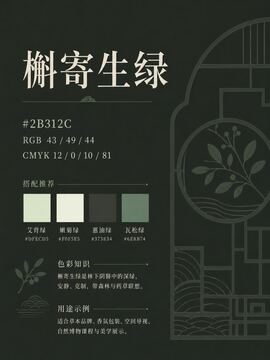 中国传统色 槲寄生绿 #2B312C 色卡