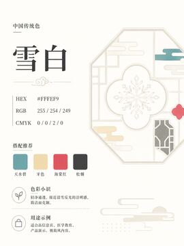 中国传统色 雪白 #FFFEF9 色卡
