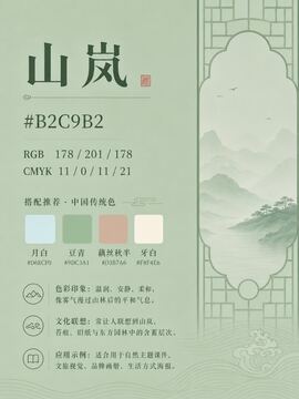中国传统色 山岚 #B2C9B2 色卡
