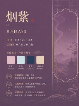 中国传统色 烟紫 #704A70 色卡
