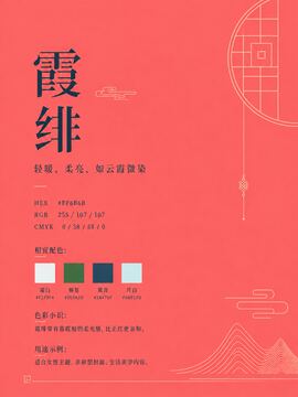 中国传统色 霞绯 #FF6B6B 色卡