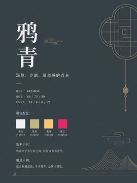 中国传统色 鸦青 #424B50 色卡