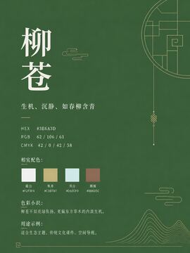 中国传统色 柳苍 #3E6A3D 色卡