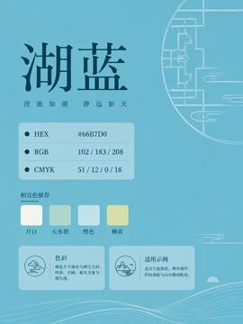 中国传统色 湖蓝 #66B7D0 色卡