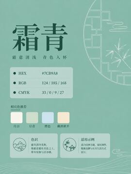 中国传统色 霜青 #7CB9A8 色卡