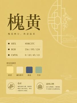 中国传统色 槐黄 #D8C37C 色卡