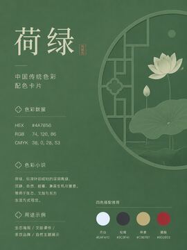 中国传统色 荷绿 #4A7856 色卡