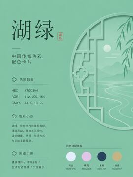 中国传统色 湖绿 #70C8A4 色卡
