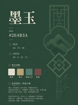 中国传统色 墨玉 #2E4B3A 色卡