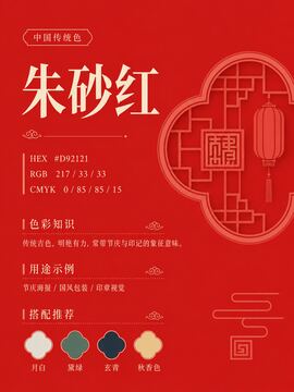 中国传统色 朱砂红 #D92121 色卡