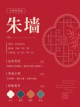 中国传统色 朱墙 #C41E3A 色卡