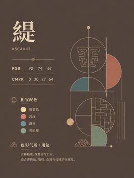 中国传统色 緅 #5C4A43 色卡